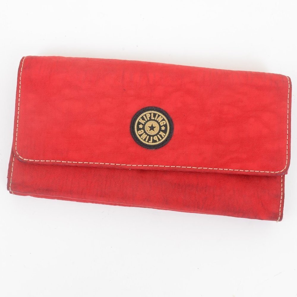 Kipling Red Rouge Snap Accordion Wallet Card Holder, ID, Roomy